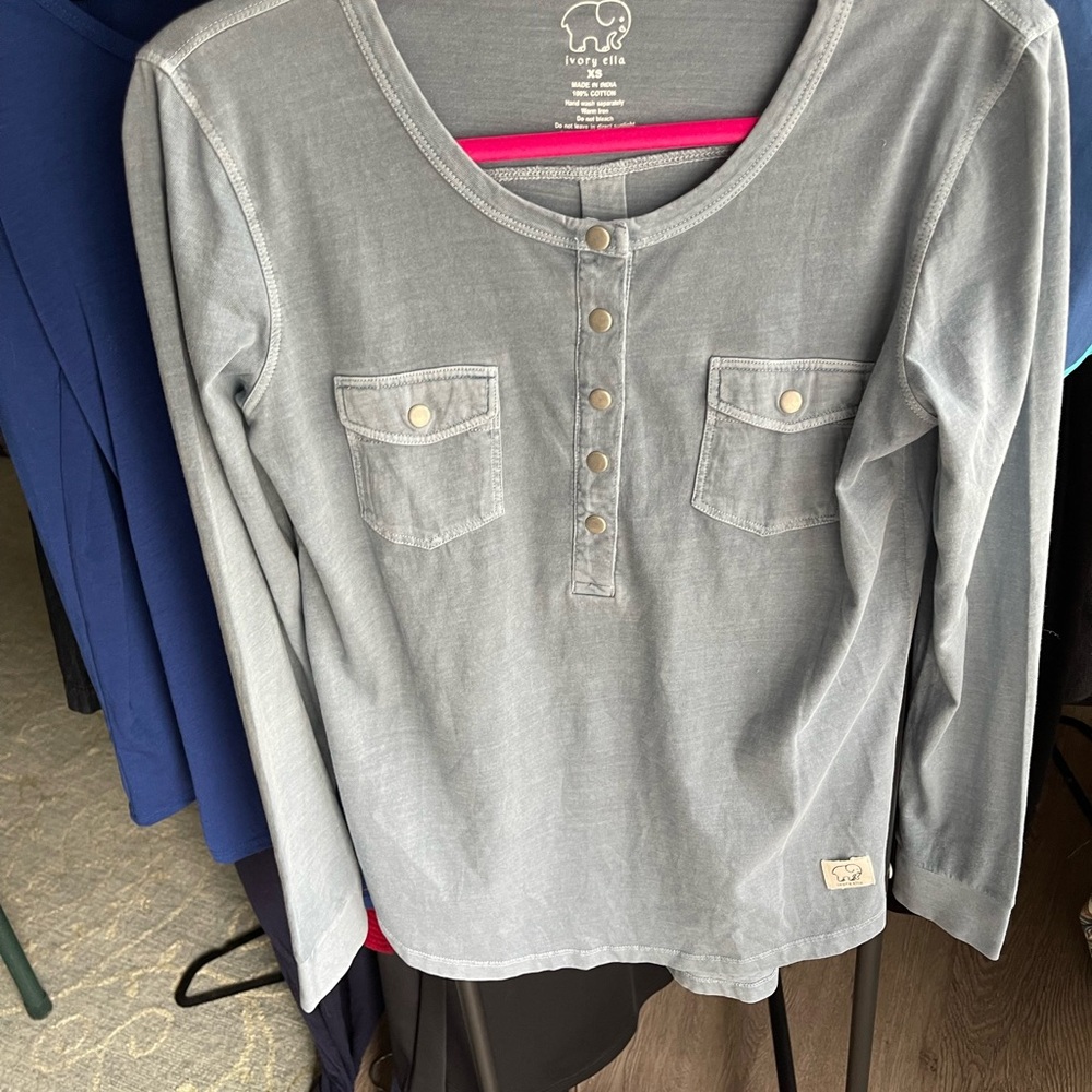 Ivory Ella Blue Henley Shirt